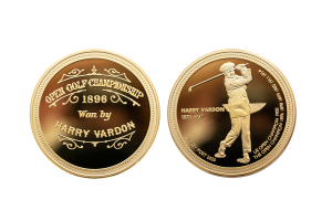 Golden Commemorative Coins. US Open Golf Coins. Custom Coins in memory of Harry Vardon Coins