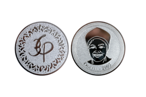 Festival coins with custom designs made from Silver in sandblasted and polished finish_Odetta coins
